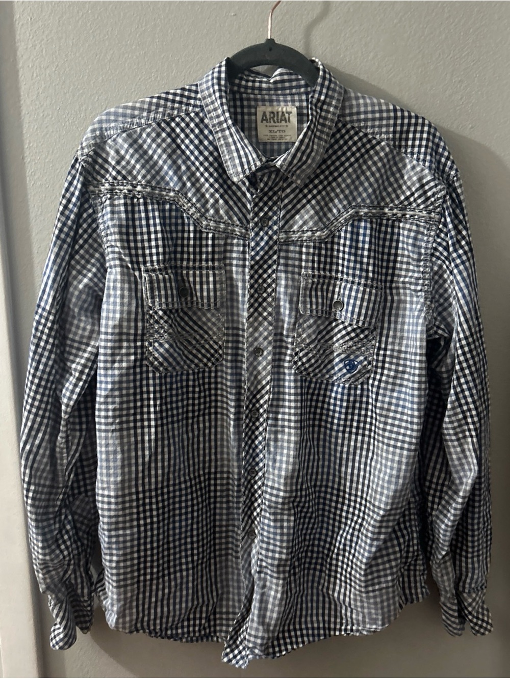 Ariat Men’s Long Sleeve Retro Fit 100 % Cotton Shirt Size XL  Western Cowboy